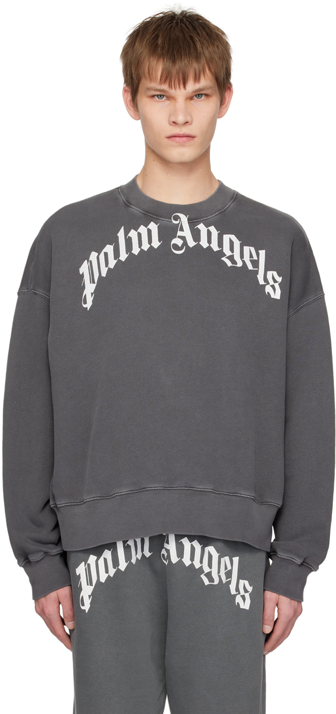 Palm Angels Gray Printed Sweatshirt