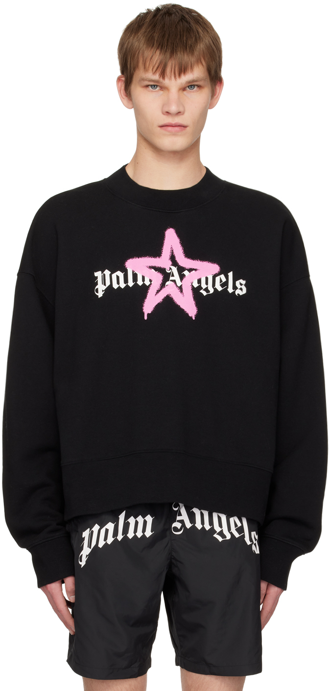 Palm Angels Black Printed Sweatshirt