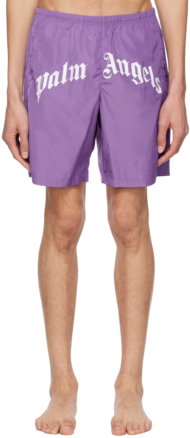 Palm Angels Logo-print Swim Shorts In Purple