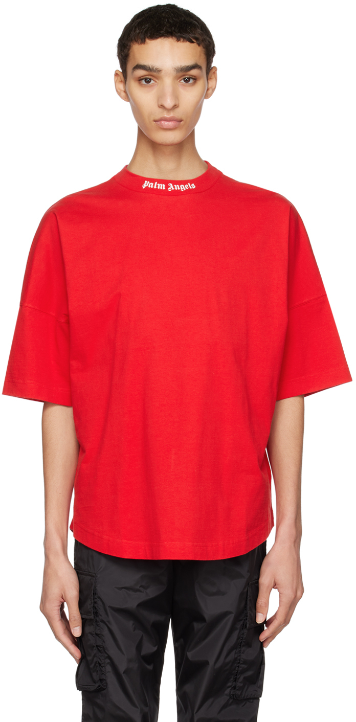 Palm Angels: Red Oversized T-Shirt | SSENSE UK
