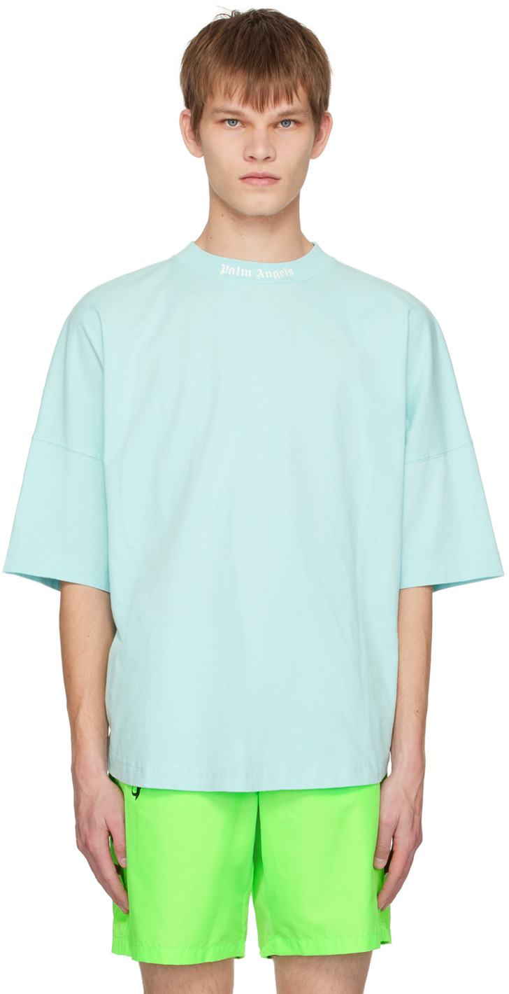 Palm Angels: Blue Oversized T-Shirt | SSENSE
