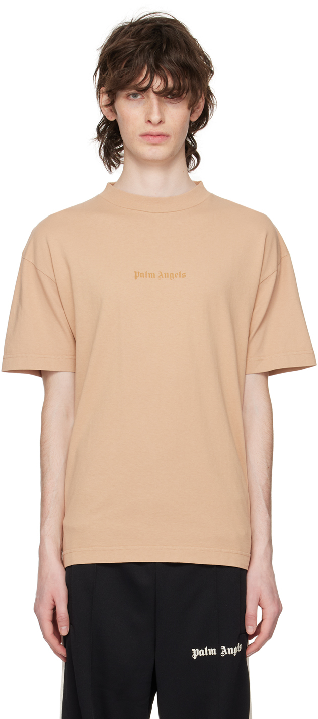 Palm Angels Beige Garment-dyed T-shirt