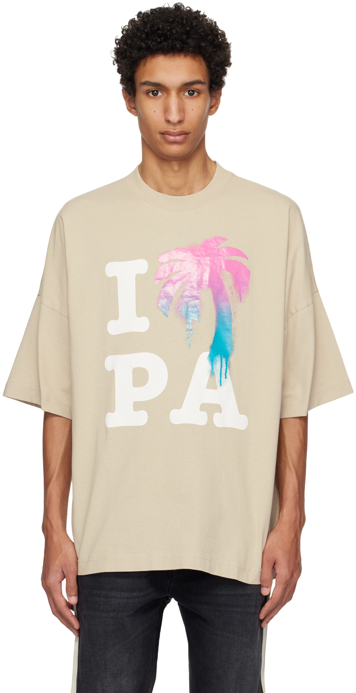 Palm Angels Beige 'I Love PA' T-Shirt