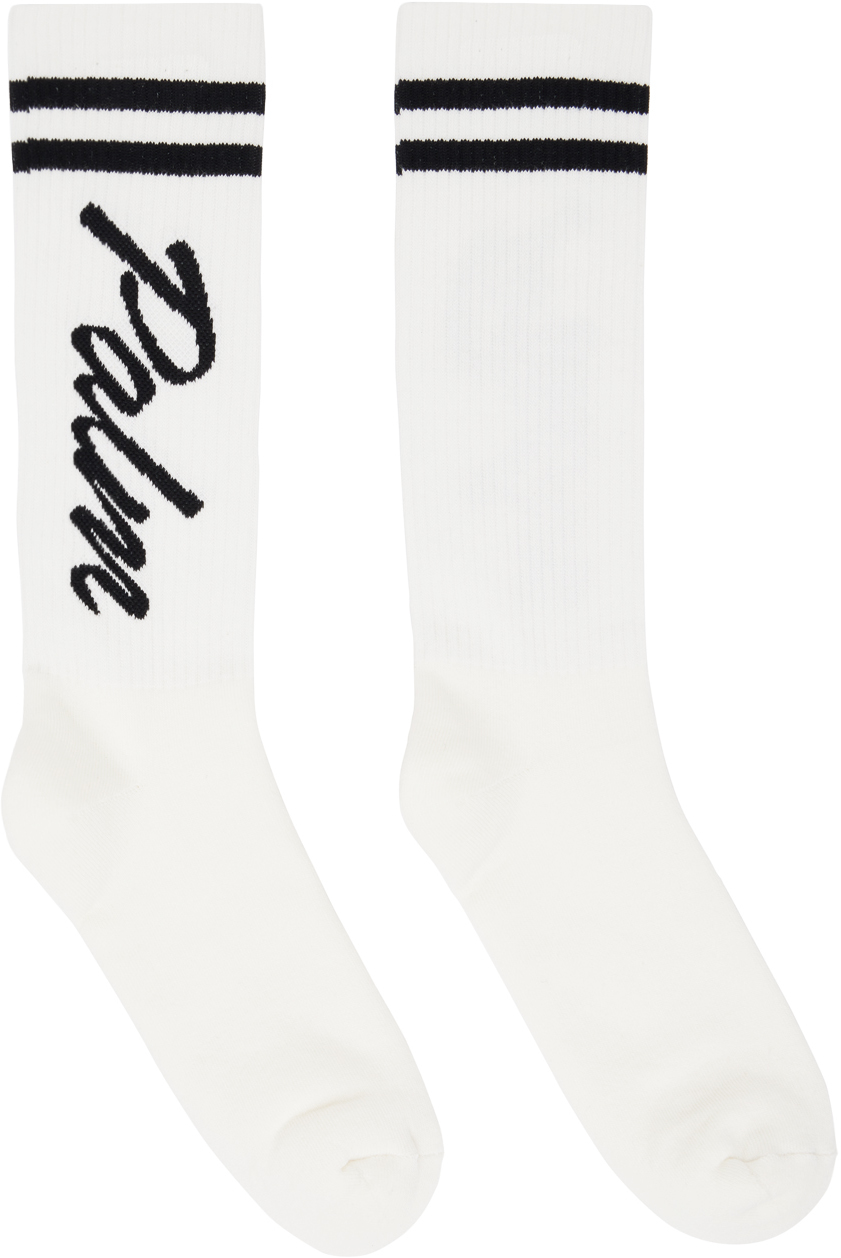 Palm Angels Logo-print Socks In White