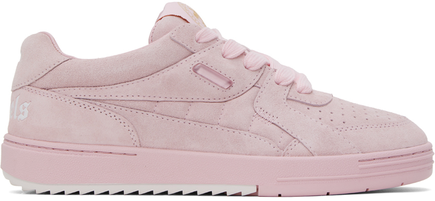 Palm Angels Men's Tonal Suede Low-top Trainers In Pink White
