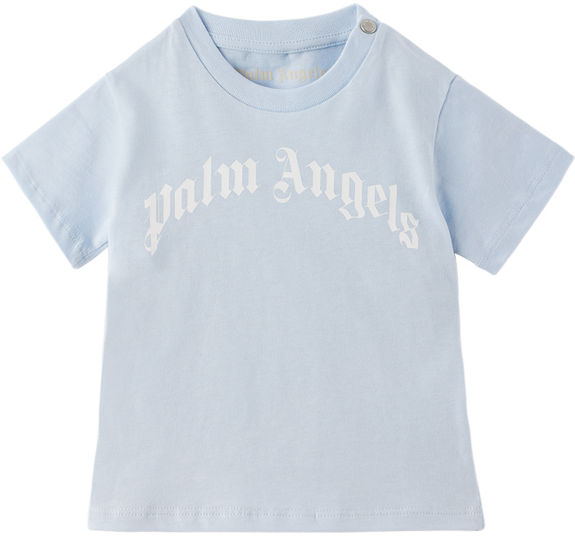 Shop Palm Angels Baby Blue Printed T-shirt In Blue White