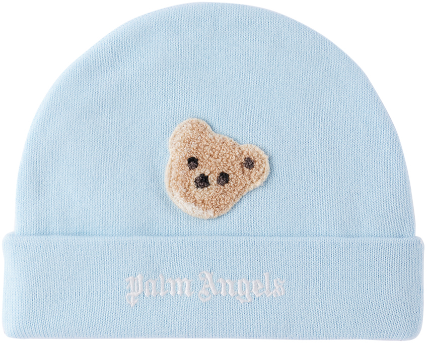 Palm Angels Kids Blue Bear Beanie