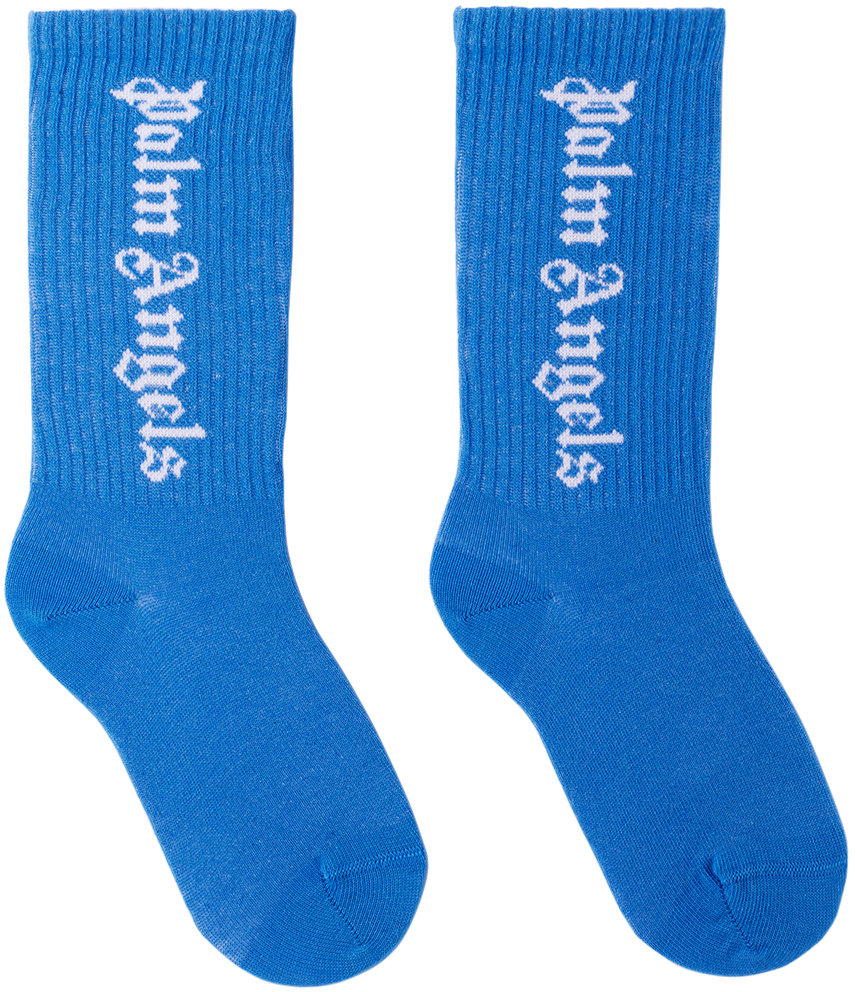 Palm Angels Kids Blue Gothic Socks
