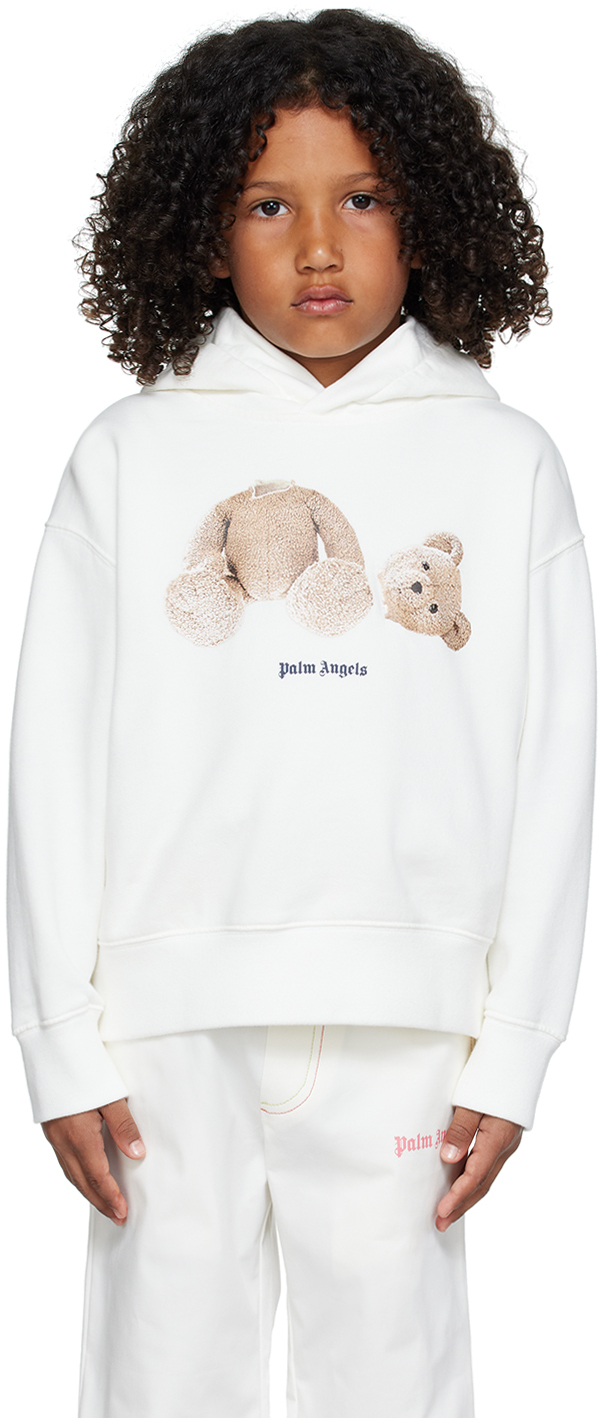 PALM ANGELS KIDS WHITE BEAR HOODIE