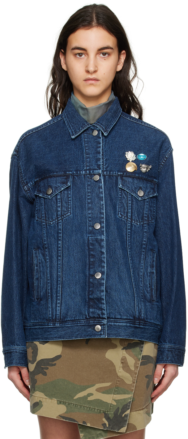Song For The Mute Ssense Exclusive Blue Oversized Denim Jacket In Indigo