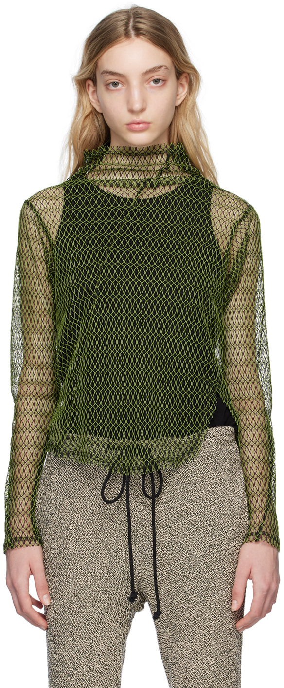 Song For The Mute Green & Black Twisted Turtleneck In Green / Black