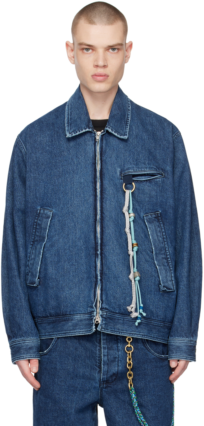 Song For The Mute Indigo Faded Denim Jacket In Blue