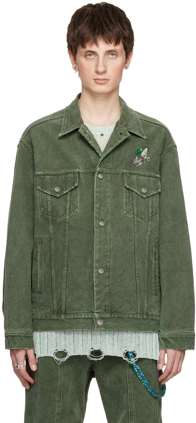 Song For The Mute Khaki Oversized Worker Jacket In Army Green