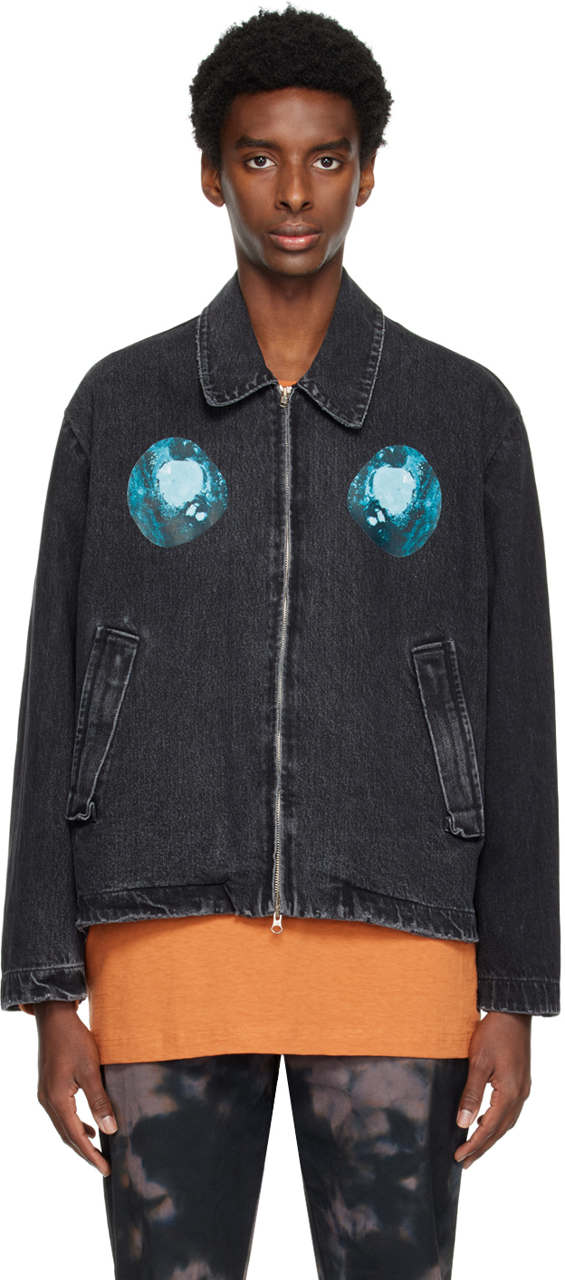 Song for the Mute Black 'Blue Cells' Denim Jacket
