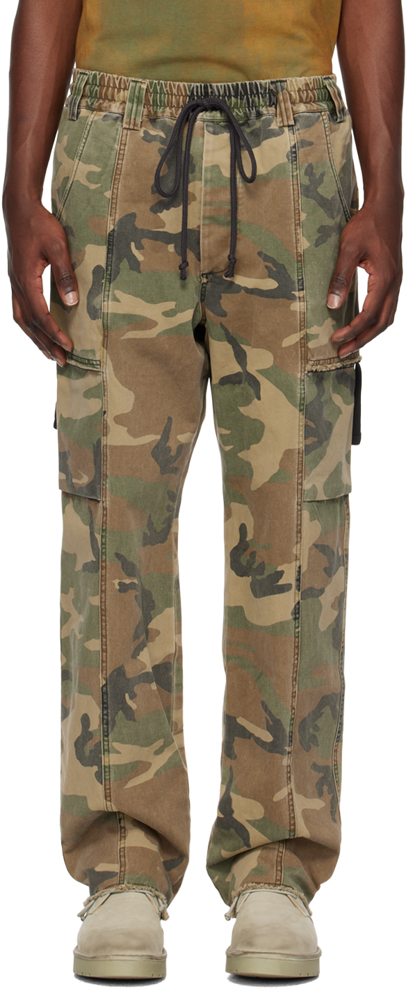 Song For The Mute Khaki Camouflage Cargo Trousers In Green
