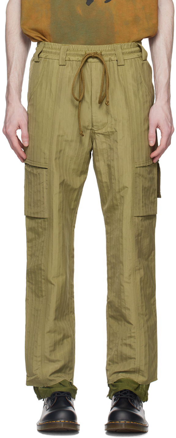 Song For The Mute Khaki Lined Cargo Pants In Sage