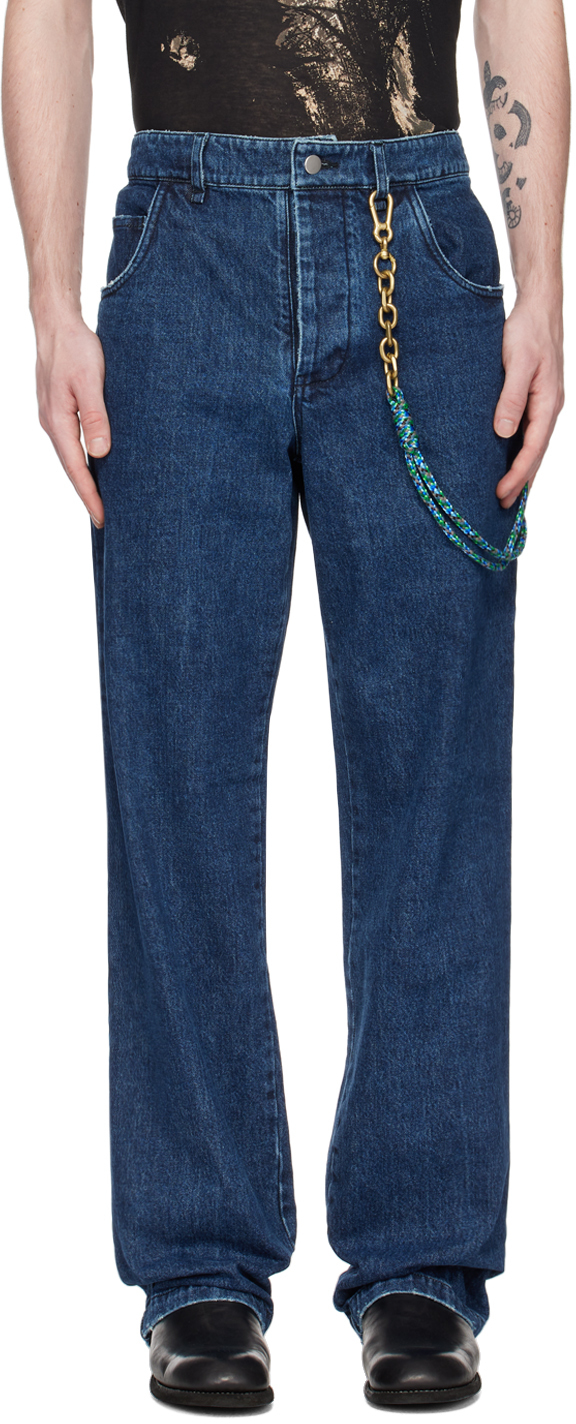 Song For The Mute High-waisted Wide-leg Jeans In Blue