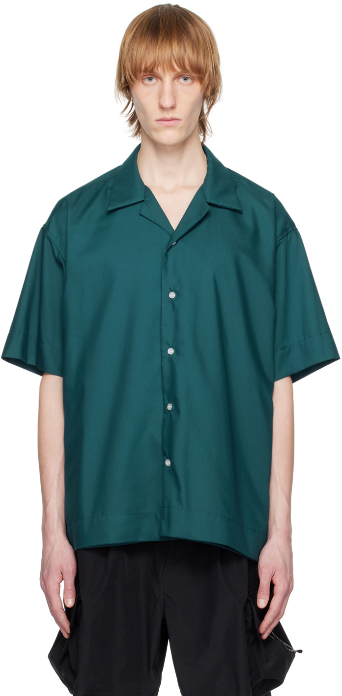 Meanswhile Green Side Slit Shirt In D.green