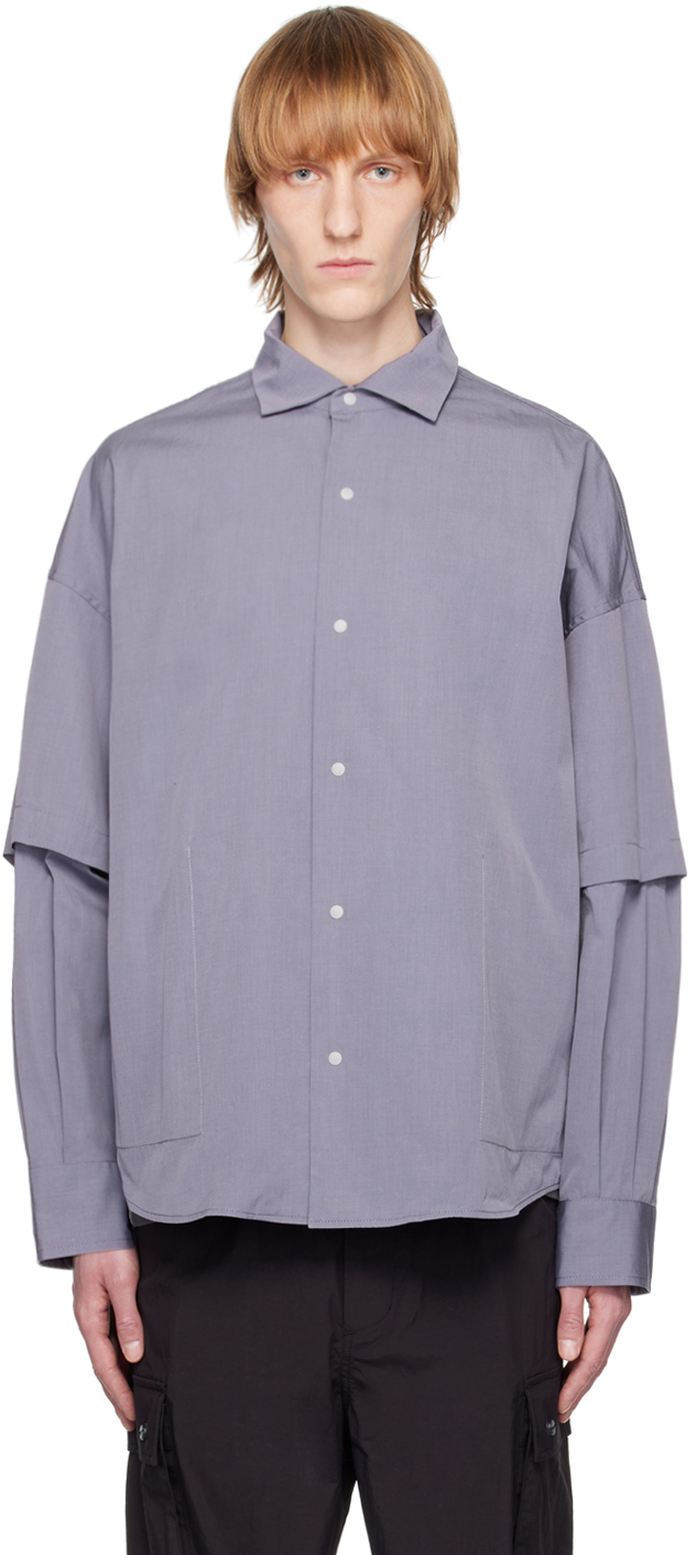 Meanswhile Gray Trinity Shirt In Ash Purple