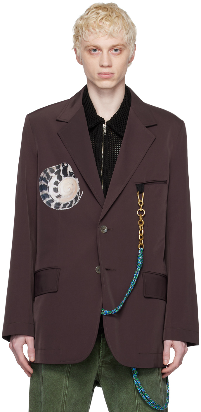 Song for the Mute: Purple Oversized Limpet Shell Blazer | SSENSE