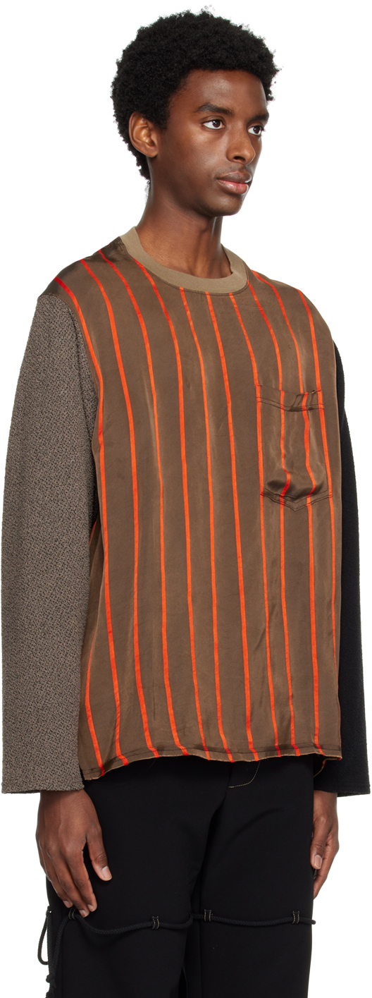 SONG FOR THE MUTE BROWN STRIPED SWEATSHIRT 