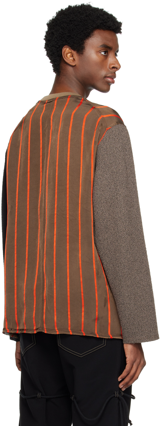 SONG FOR THE MUTE BROWN STRIPED SWEATSHIRT 