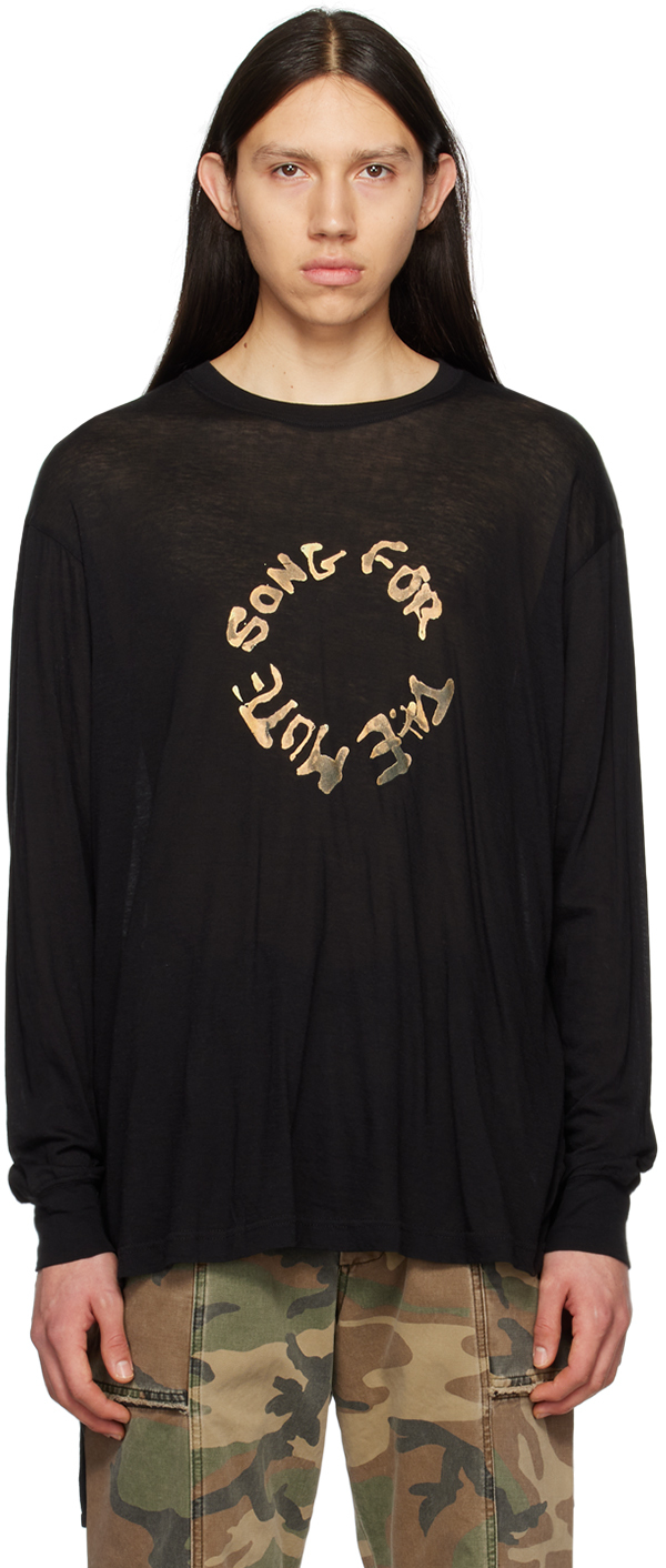 Black Crewneck Long Sleeve T-Shirt by Song for the Mute on Sale