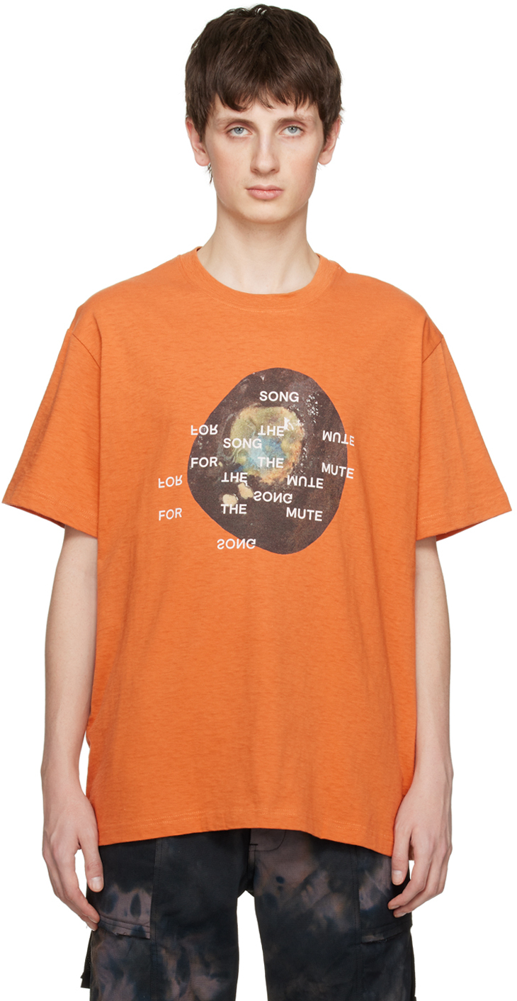 Song For The Mute Orange Printed T-shirt In Sunset