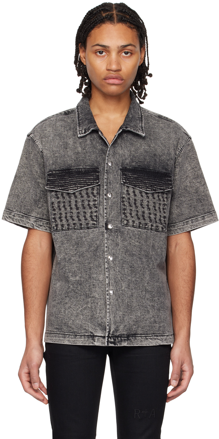 Rta Gray Bruno Denim Shirt In Charcoal Grey