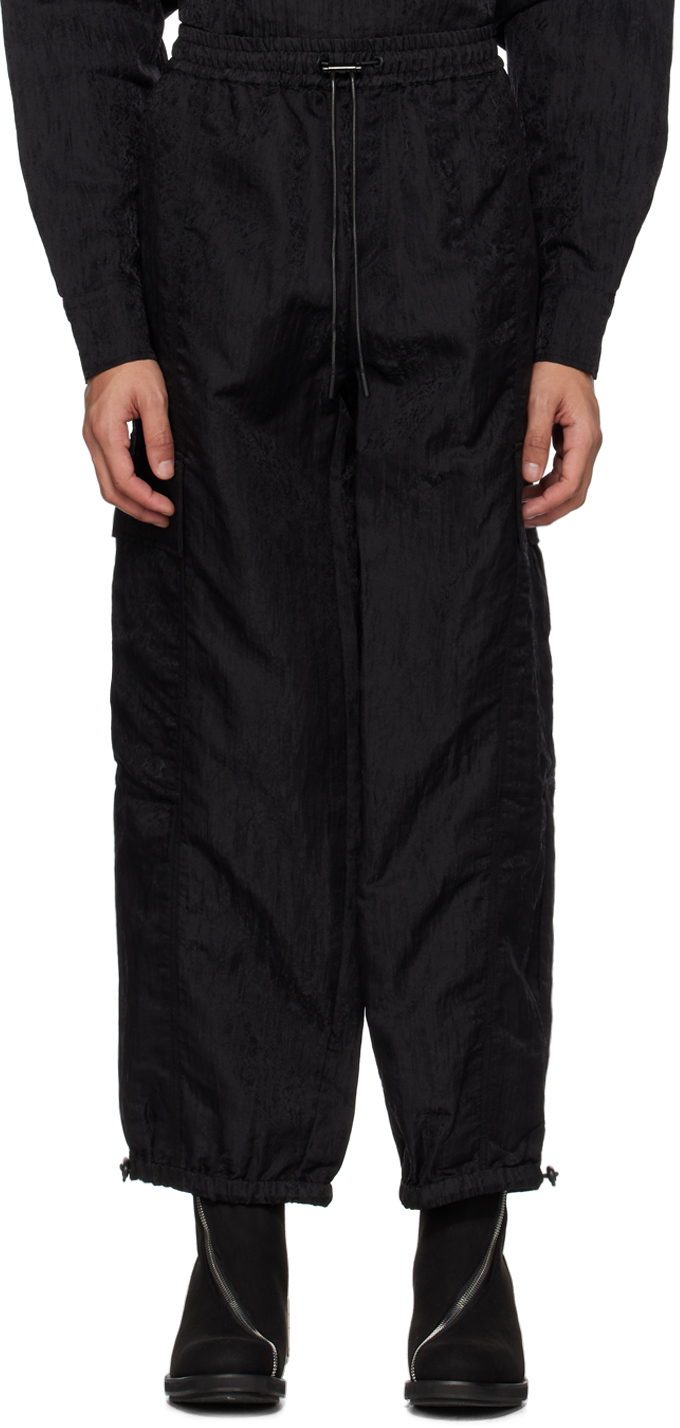 Rta Black Orion Cargo Trousers In Black Crinkle