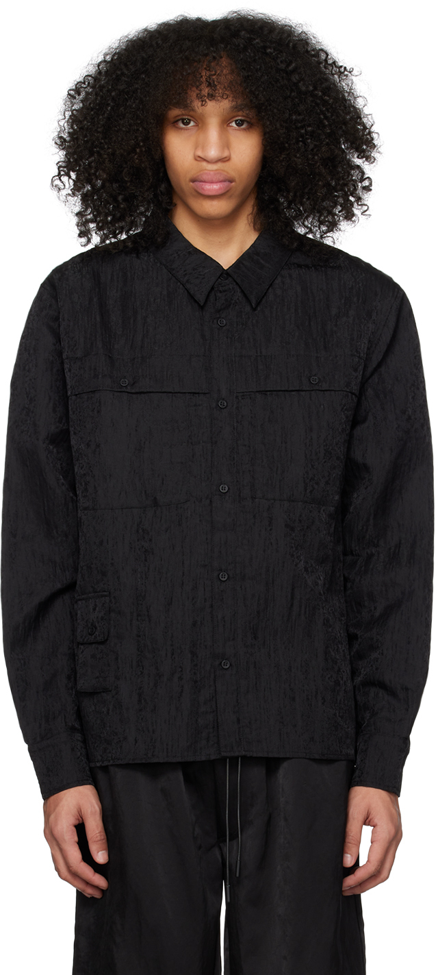 Rta Black Darius Shirt In Black Crinkle