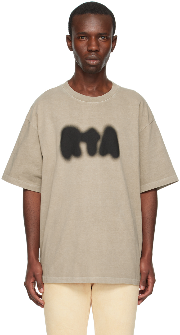Rta Khaki Colin T-shirt In Tan Fuzzy Logo