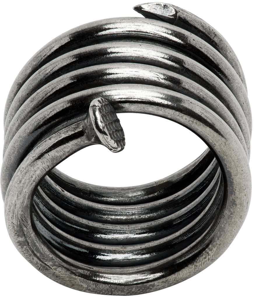Guidi Silver Nail Spiral Ring
