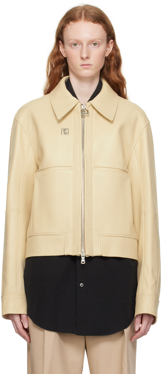 Wooyoungmi: Beige Cropped Leather Jacket | SSENSE Canada