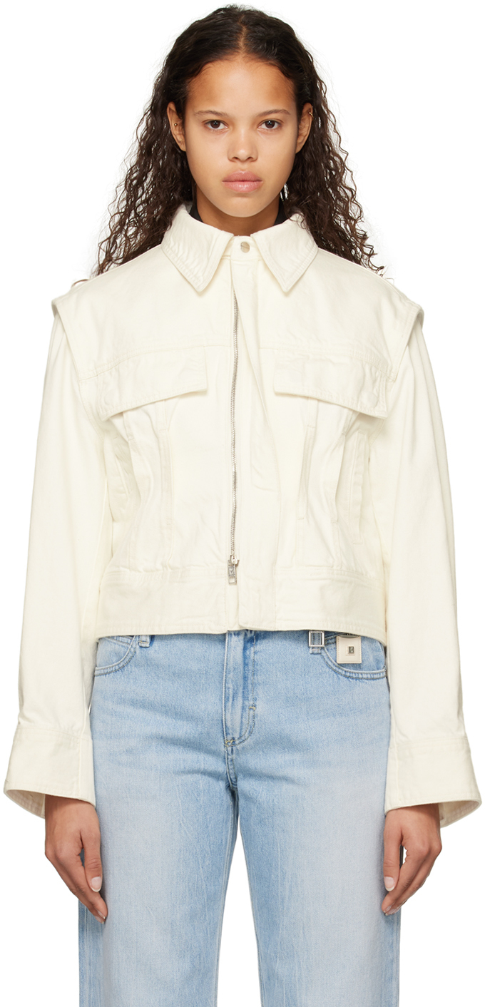 Wooyoungmi Off-white Paneled Denim Jacket In Ivory 984i