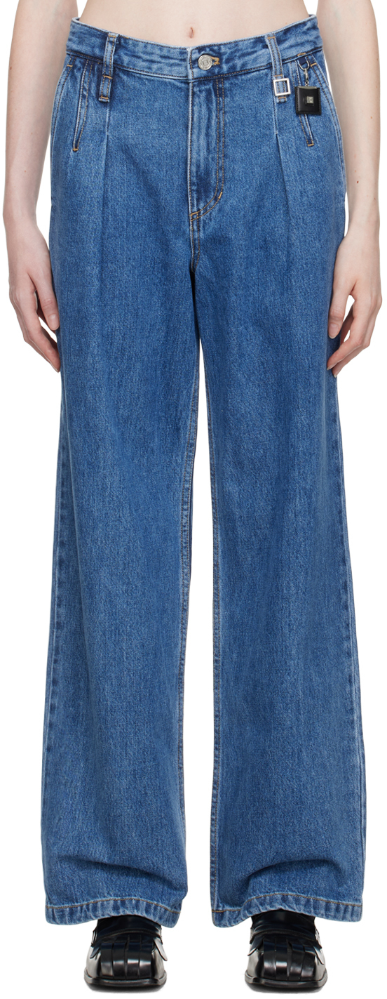 Blue Wide Jeans by WOOYOUNGMI on Sale