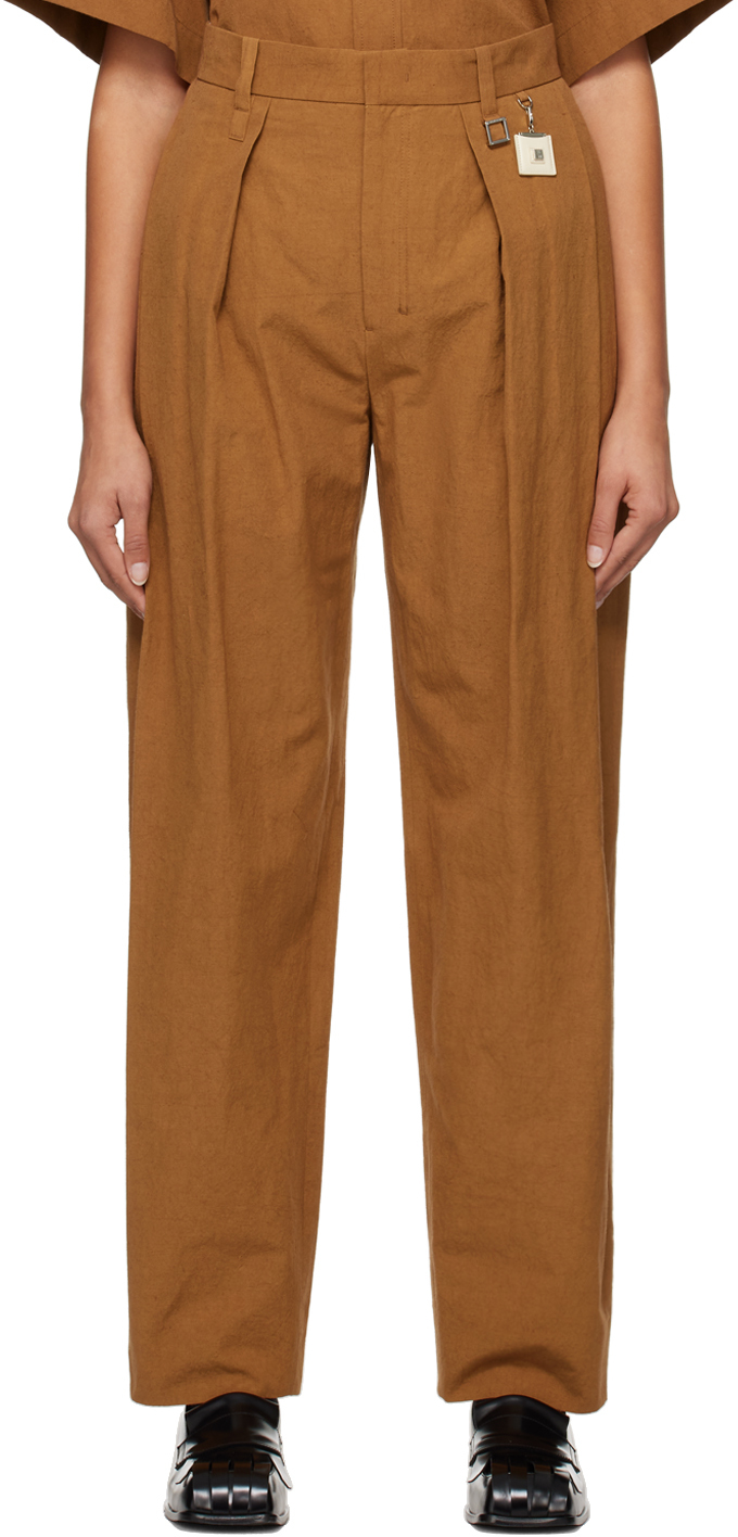 Wooyoungmi Tan Pleated Trousers In Camel 948c