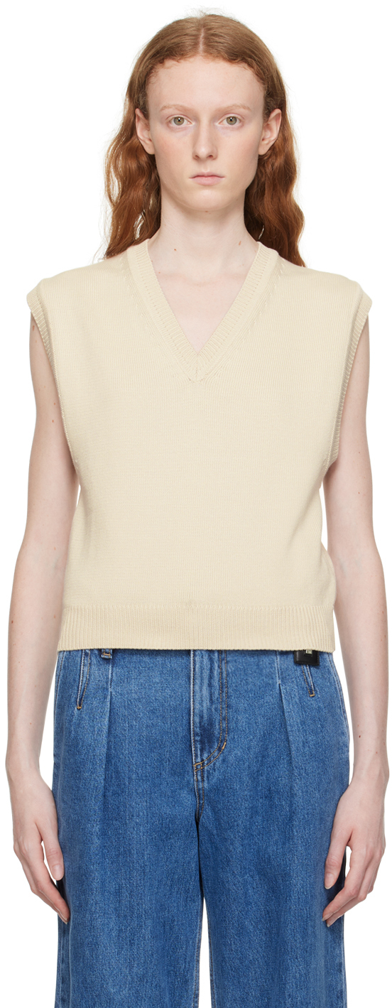Beige Cropped Vest by Wooyoungmi on Sale