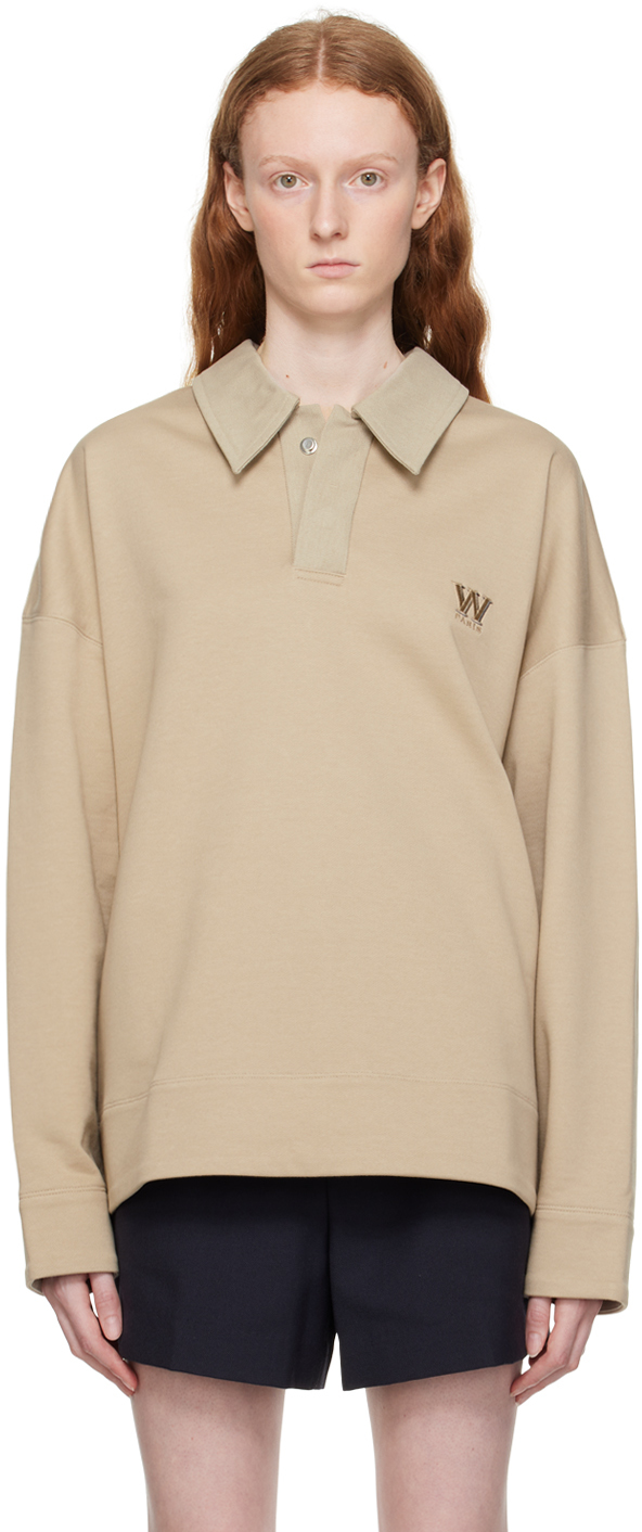 Beige Embroidered Polo