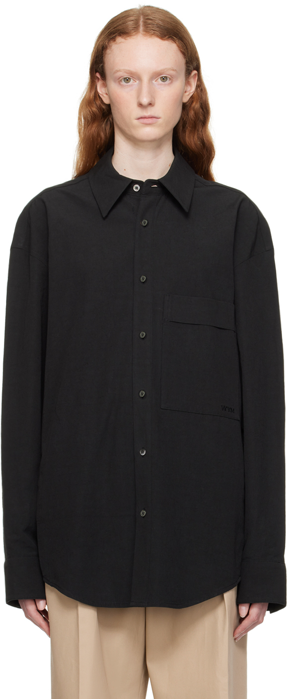 Black Spread Collar Shirt by WOOYOUNGMI on Sale