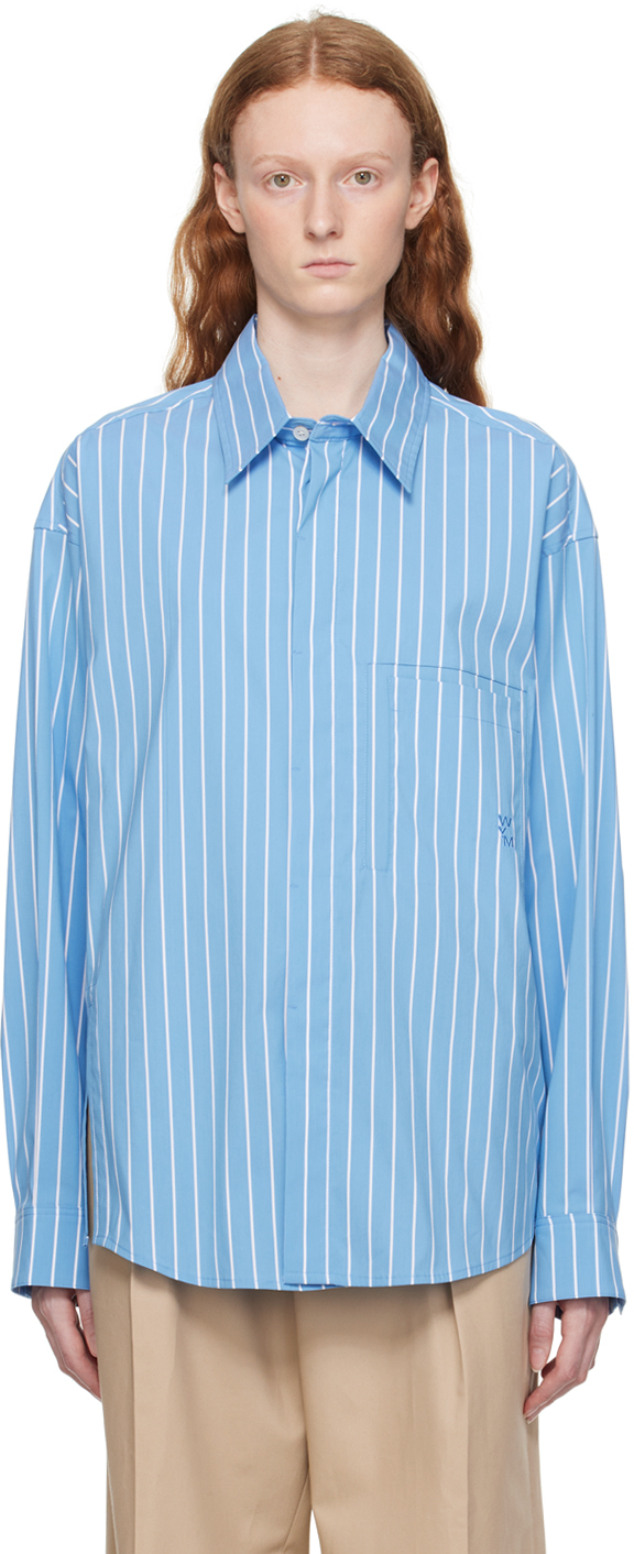 Blue Striped Shirt by Wooyoungmi on Sale