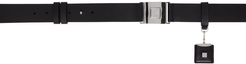 Wooyoungmi Black Leather Button Belt In Black 641b