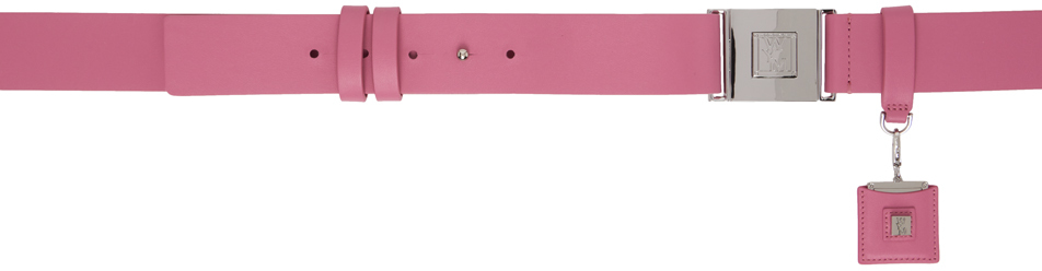 Wooyoungmi Pink Leather Button Belt In Pink 643p