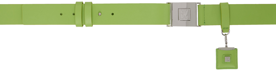 Wooyoungmi Green Leather Button Belt In Fresh Green 645f