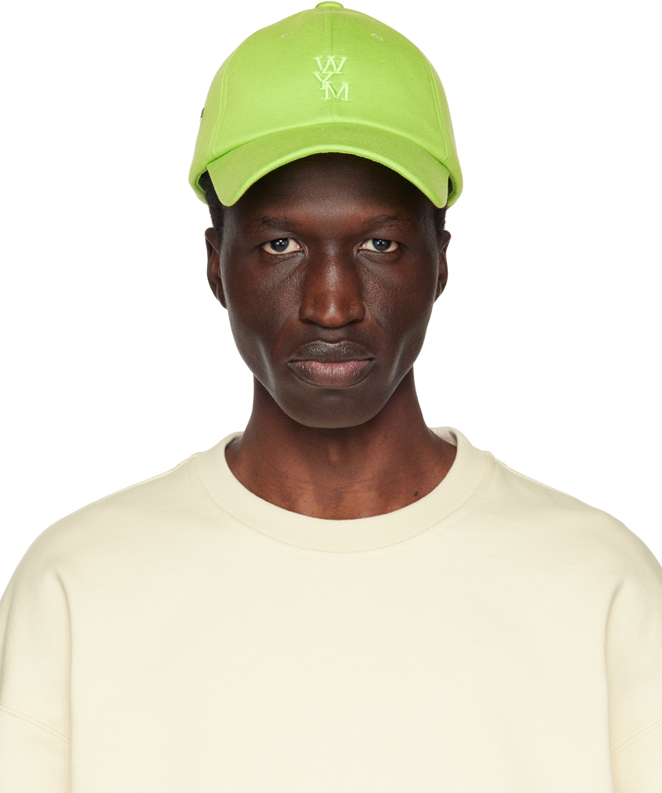 Wooyoungmi Green Embroidered Cap In Fresh Green 724f