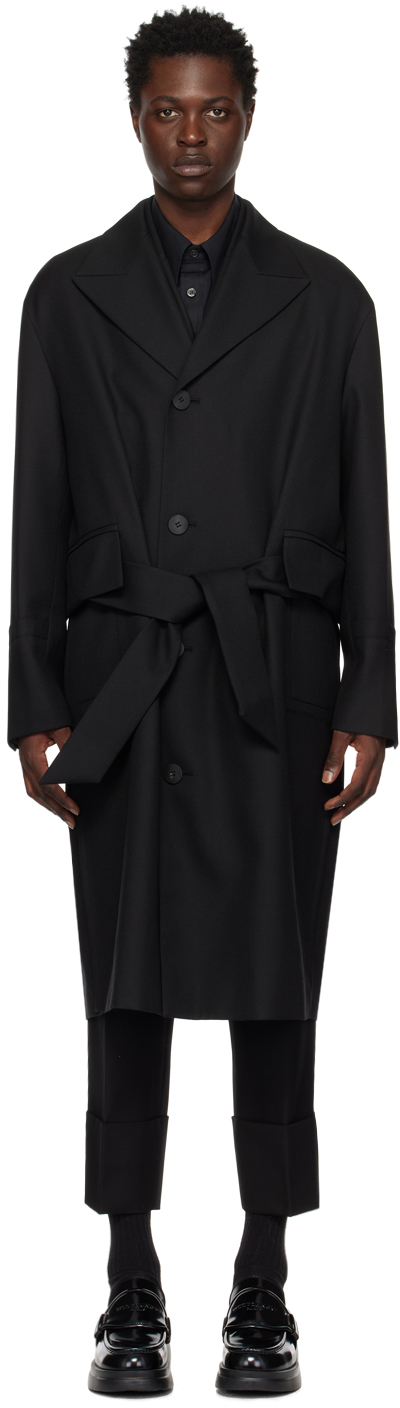 Wooyoungmi: Black Belted Coat | SSENSE