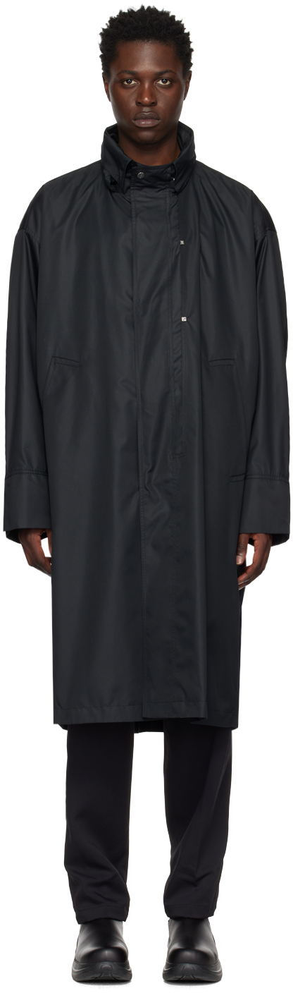 WOOYOUNGMI: Manteau noir ?� capuche | SSENSE France