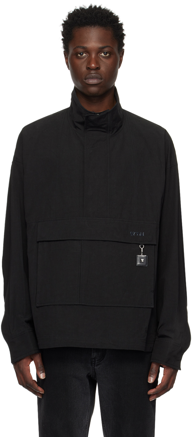 Wooyoungmi Black Half-zip Jacket In Black 947b