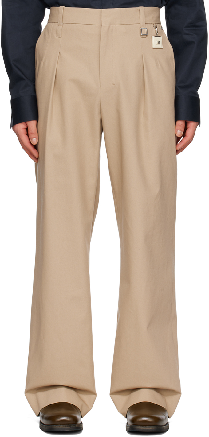 Wooyoungmi: Beige Pleated Trousers | SSENSE Canada