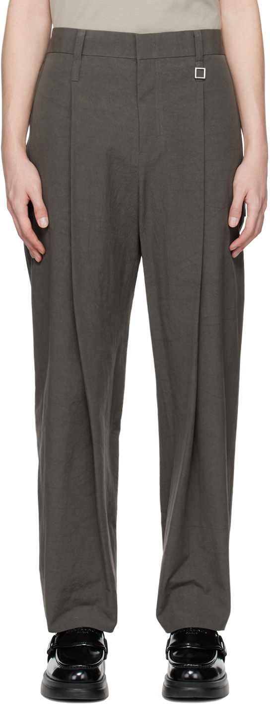 Wooyoungmi Gray Pleated Trousers In Grey 946g